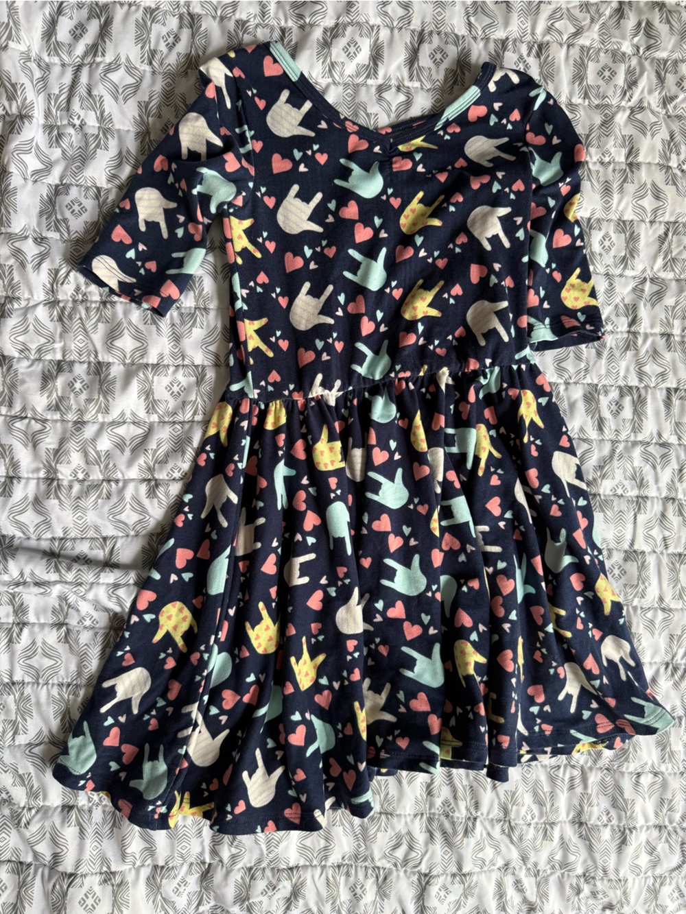 Girls size 6 three quarter sleeve dresses.
